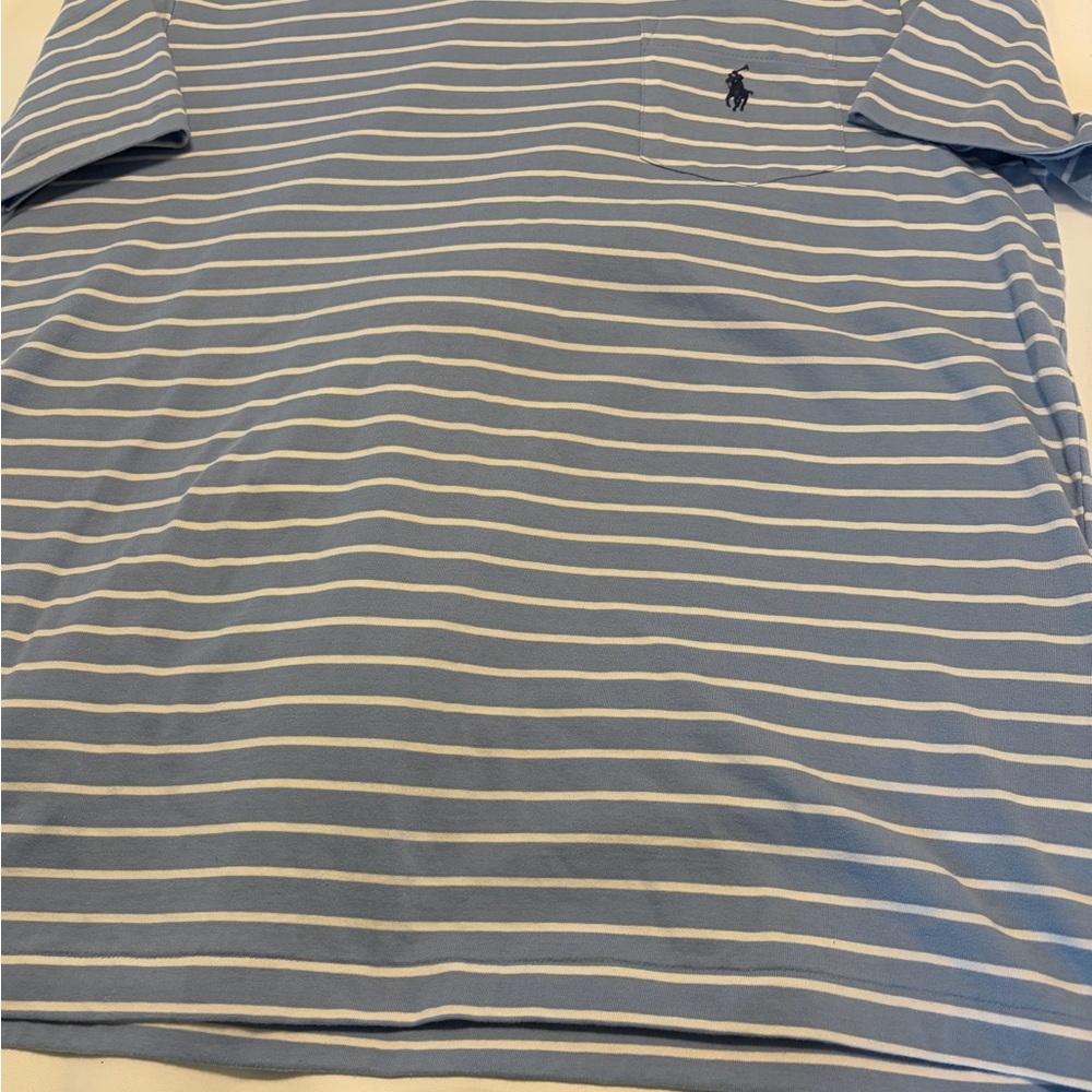 Ralph Lauren Polo Custom Slim Fit Large Blue and White Stripe Men’s tee - Picture 7 of 8